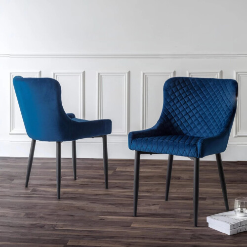 Set Of 2 Luxe Velvet Dining Chairs - Blue 2
