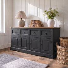 Mercers Furniture Corona Charcoal Grey 4 Door Sideboard