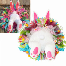 Corona de conejito de Pascua, decoración temática para el hogar, colg