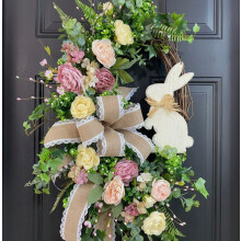 Guirlande de Pâques en forme de lapin, couronne végétale, décoration de porte, accessoire de fête -
