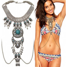Ensemble sexy et tendance style bohème pour femme, accessoires d'été vintage en pierres précieuses