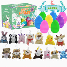 16 œufs de Pâques pré-remplis avec des jouets, des animaux mignons et des blocs de construction com