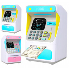 Mini geldautomaat met elektronisch slot, gezichtsherkenning, automatische papier- en muntinworp. Geschikt voor kinderen, tieners, jongens en meisjes.