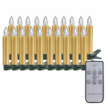 20 Pcs Led Candles Led Fairy Tale Light Cordless Dimmable Candlelight Flameless Christmas Candles Suitable Compatible Christmas Trees, Gold Christmas