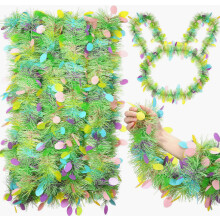 Décorations de Pâques 2024 : guirlande lumineuse de 3 pièces, œufs artificiels colorés, ornements f
