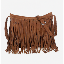 Sac à bandoulière à franges en cuir, 1 pièce, couleur beige clair. Cadeau surprise NICEGOU.