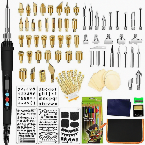 Kit de pyrogravure, ensemble de stylos à pyrogravure professionnels (110 pièces) - Cadeau surprise