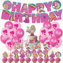 Décorations pour une fête d'anniversaire de princesse Barbie : ballons, décorations pour gâteaux, b