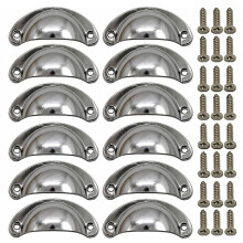 Lot de 12 poignées vintage en forme de coquillage, 35 x 80 mm, chromées argentées, demi-cercle, com
