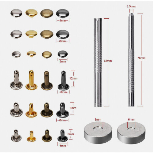 Kit de 240 remaches de cuero de doble tapa con kit de herramientas de 1