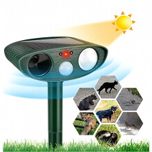 Répulsif pour chats de jardin, répulsif solaire étanche à ultrasons pour animaux d'extérieur avec u