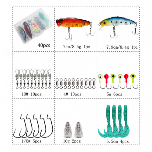 40-teiliges Angelköder-Set (inkl. Spinnerbaits, Gummiköder, Jigs) – Überraschungsgeschenk 1