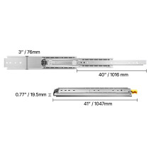 SucceBuy Lot de 2 glissières de tiroir à extension complète, acier, verrouillables, 945 mm, 226,8 kg