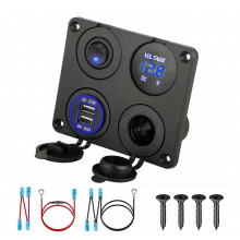 Panneau de commande 4 en 1 pour chargeur de voiture, double chargeur USB + voltmètre LED + interrup