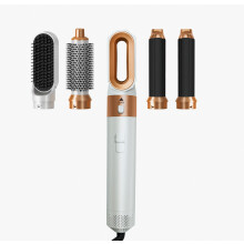 5 In 1 Hair Dryer Styler Air Brush Professional Electric Hot Air Brush Styling Tool Barber Household Hair Curler Brush Kit(eu,white)_Surprise Gift