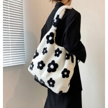 Fluffy Flower Tote Bag Y2K Women Autumn Winter Street Shoulder Bag Travel Top-handle Purse School Satchels_Surprise Gift