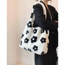 Fluffy Floral Shoulder Tote Bag A_Surprise Gift