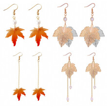Boucles d'oreilles pendantes feuille d'érable d'automne pour femme - Cadeau turc pour fille - Idéal
