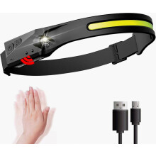 Lampe frontale rechargeable USB, 5 modes d'éclairage, LED COB 2 à induction, étanche, idéale pour l