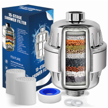 Cartouche filtrante pour pommeau de douche à 15 étapes, adoucisseur d'eau, purificateur d'eau dure