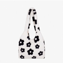 Fluffy Flower Tote Bag Y2K Women Autumn Winter Street Shoulder Bag Travel Top-handle Purse School Satchels B_Surprise Gift