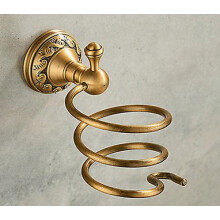 Support de sèche-cheveux sans clous, étagère de salle de bain en laiton antique, accessoires de sal
