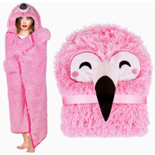 Übergroße Lamm-Hoodie-Decke, Einheitsgröße, passend für Mädchen und Frauen - Flamingo_Überraschungsgeschenk
