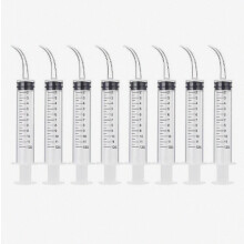 Lot de 8 seringues dentaires jetables de 12 cc avec embout courbé, pour irrigation dentaire, nettoy