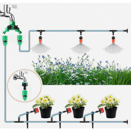 Kit d'irrigation goutte à goutte 40 m + 10 m, système d'irrigation, kit de micro-irrigation compati 1