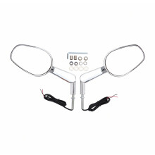 Motorcycle Rearview Mirror Reflector Compatible With Harley Vrscf Modified Electroplating Silver With Led Lights_Surprise Gift
