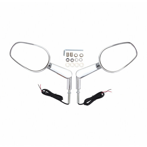 Motorcycle Rearview Mirror Reflector Compatible With Harley Vrscf Modified Electroplating Silver With Led Lights_Surprise Gift