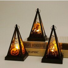 Lot de 3 décorations d'Halloween : lampe à vent, bougie électronique LED à poser, accessoires de fê