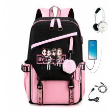 Nouveau sac à dos BLACKPINK Park Chae-young LISA Kim Ji-soo Le même sac à dos Version coréenne USB_
