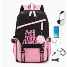 Sac à dos pour ordinateur portable Blackpink Satchel avec port USB de chargement et prise casque -