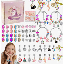 Unicorn & Mermaid Charm Bracelet Making Kit - DIY Beaded Jewelry Crafts Compatible Girls Ages 5-12_Surprise Gift