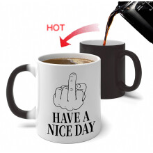 Color Changing Ceramic Mug Funny Heat-Sensitive Coffee Mug Middle Finger Design Thermochromic Coffee Tea Mug Birthday Gifts Compatible Men and Women_