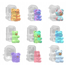 Beren Siliconenmal, 3D Harsvormen Epoxyhars Chocoladevorm Epoxyhars Sieradenvorm Kleine Gummy Gietvorm Compatibel met Hanger Sleutelhanger Ornament K