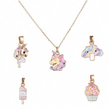 Set di 5 gioielli unicorno per ragazze, collana unicorno per ragazze e donne, accessori per bambini, collana unicorno fai da te in lega con torta gel