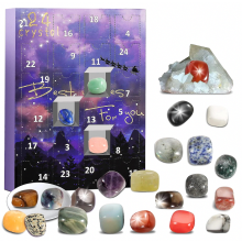 Calendrier de l'Avent 2024 - Pierres, 24 jours - Cristal naturel d'agate - Minéraux et fossiles - C