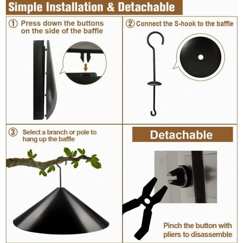 Deflectores para ardillas compatibles con comederos para pájaros, def 2