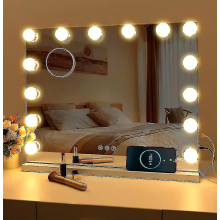 Specchio Hollywood con luci per il trucco USB - Specchio illuminato con 10 lampadine e 3 modalità di illuminazione (solo luci)_Regalo a sorpresa