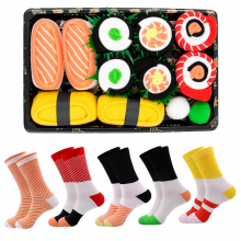 Chaussettes Newway 5 paires de chaussettes mi-mollet en coton à motif sushi - Coffret cadeau de Noë