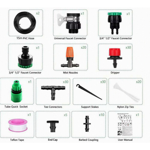 Drip Irrigation Kit, Adjustable Irrigation Kit, Irrigation System, Micro Irrigation Kit Compatible Automatic Irrigation System Installed In Garden Gr 1