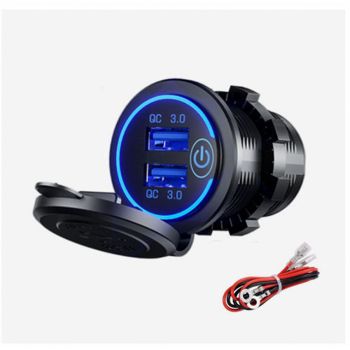 12-24V QC 3.0 Γρήγορος Φορτιστής Διπλού USB με Δι