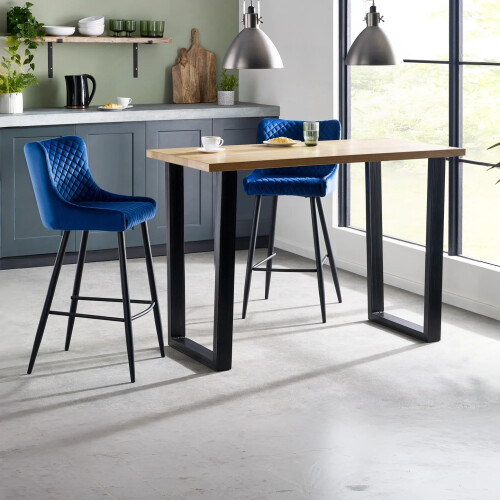Luxe Velvet Bar Stool - Blue