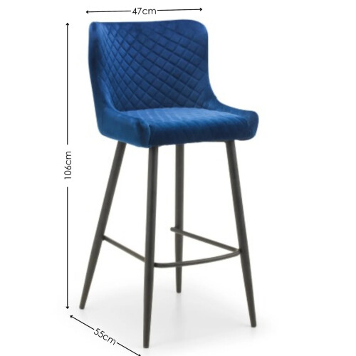 Luxe Velvet Bar Stool - Blue 2