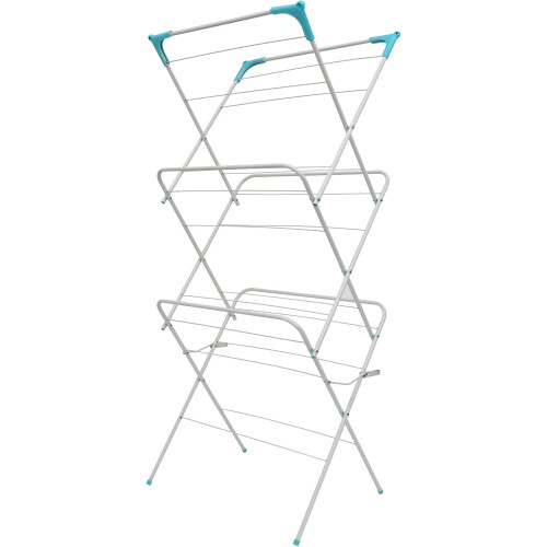 Straame 3 Tier Clothes Airer, Foldable Drying Rack, 10kg, White, Indoor Use