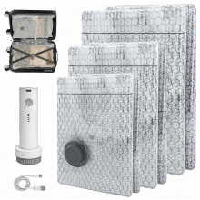 12 Pcs Cordless Travel Vacuum Bags with Rechargeable Pump, Space Saving Compression Storage for Bedding and Clothing