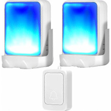 Flash Light and Loud Wireless Doorbell for Home Office 7 Colors 4 Volume Levels 600 Feet