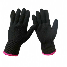 pair of heat-resistant styling gloves for curling irons and curling wands, 24*15cm, black, polyester-cotton blend material